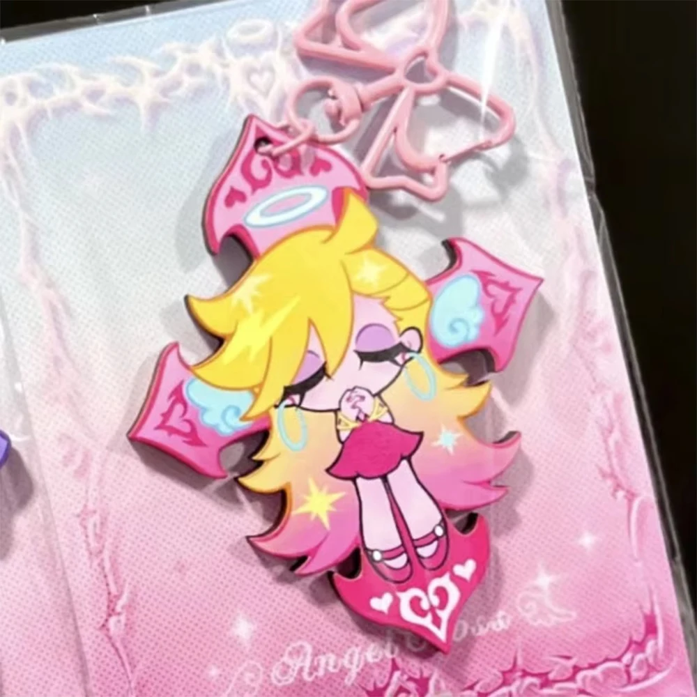 Fashion Panty & Stocking with Garterbelt Anime KeyChain Men Key Chain for WomenKawaii Figure Acrylic Keyring Pendant Gifts photo 4