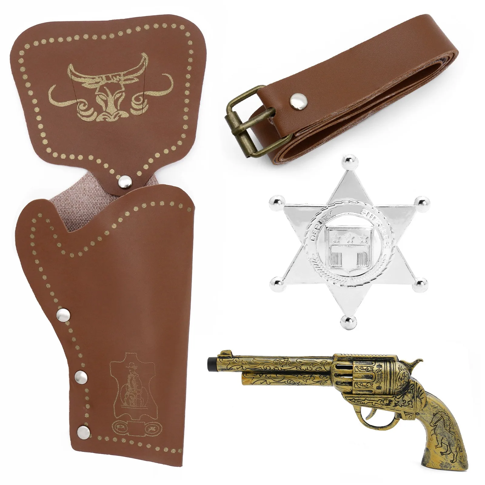 Medieval Cosplay Outfit Set Cowboy Holster Hat Toy Gun Cowboy Gun Belt Holster Clothing Accessories photo 4