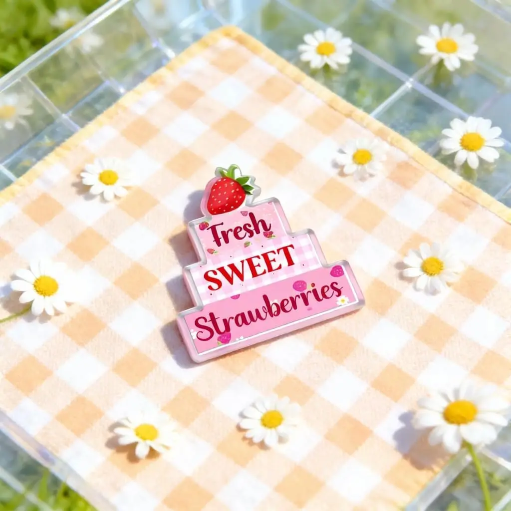 Acrylic Strawberry Decor Plaque Desk Decoration Sign Summer Gifts Decor For Kitchen Bathroom Farmhouse Table Home Office Fake photo 4