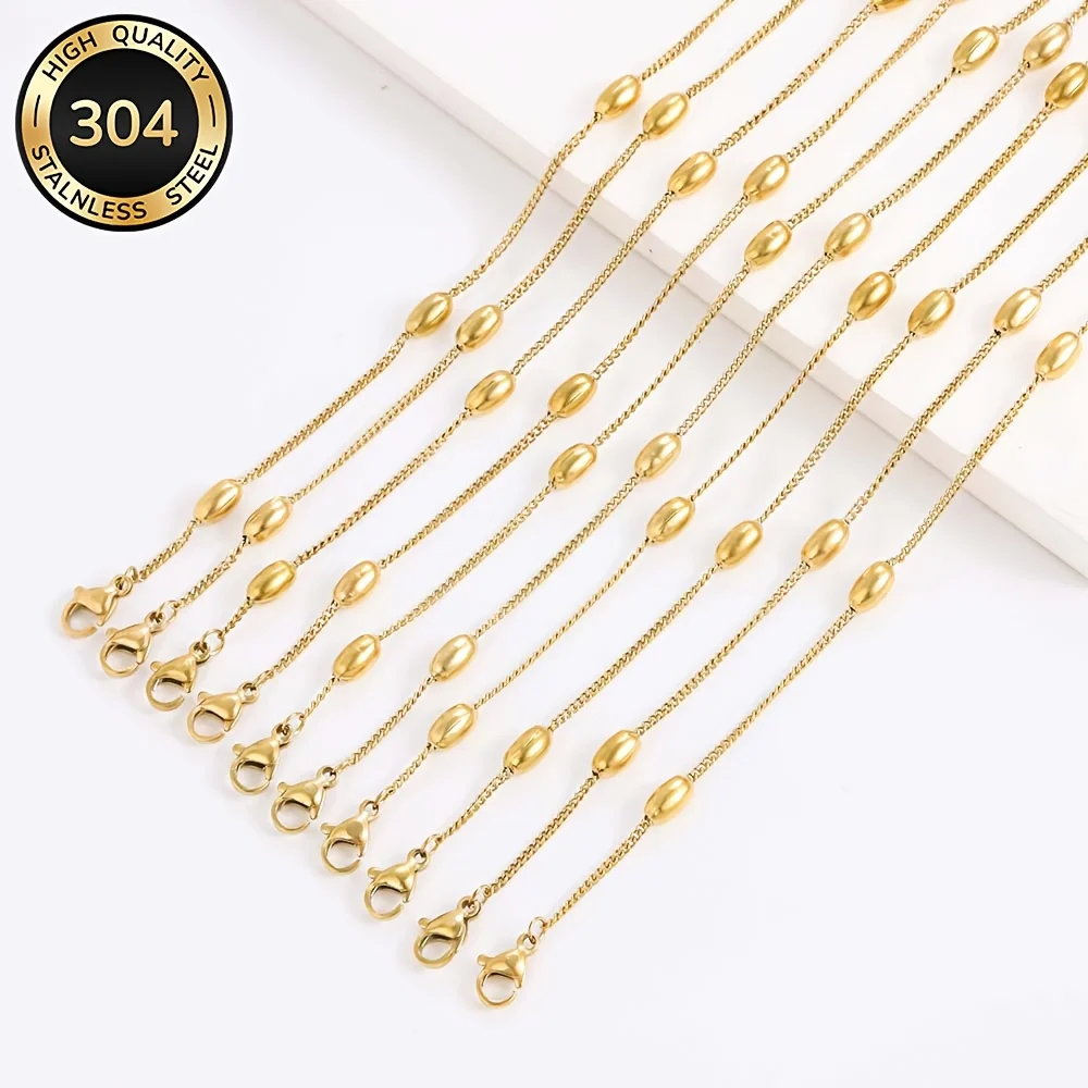 1Pcs High-Quality Stainless Steel Hypoallergenic Beaded Chain Necklace, Fade-Resistant, Comfortable and Versatile, Simple and Elegant, Suitable for Daily Wear or Parties, Fashionable Women's Necklace, Jewelry Accessory, Is a Delicate Gift for Women photo 6