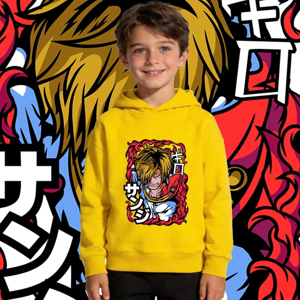 One Piece Sanji Anime Print Boys Girls Fleece Lined Hoodie Warm Fall Winter Clothes Kids Casual Pullover photo 6