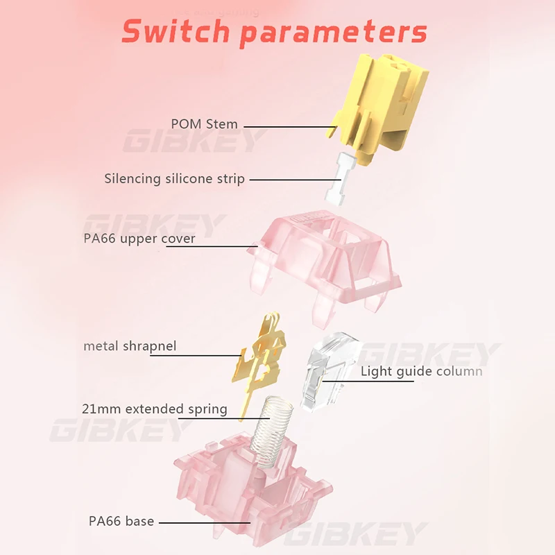 Outemu Silent Peach V3 Switch Lubed Mute Lemon V3 Switches Mechanical Keyboard Linear Tactile 5Pin Hot swap Pre Lubed PA66 POM photo 5