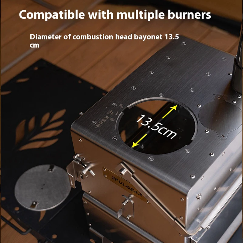 3F UL GEAR Firewood Stove 2.0 Winter Outdoor Camping Tent Wood Brazier Stainless Steel Hiking Burning Heater Burner With Chimney photo 6
