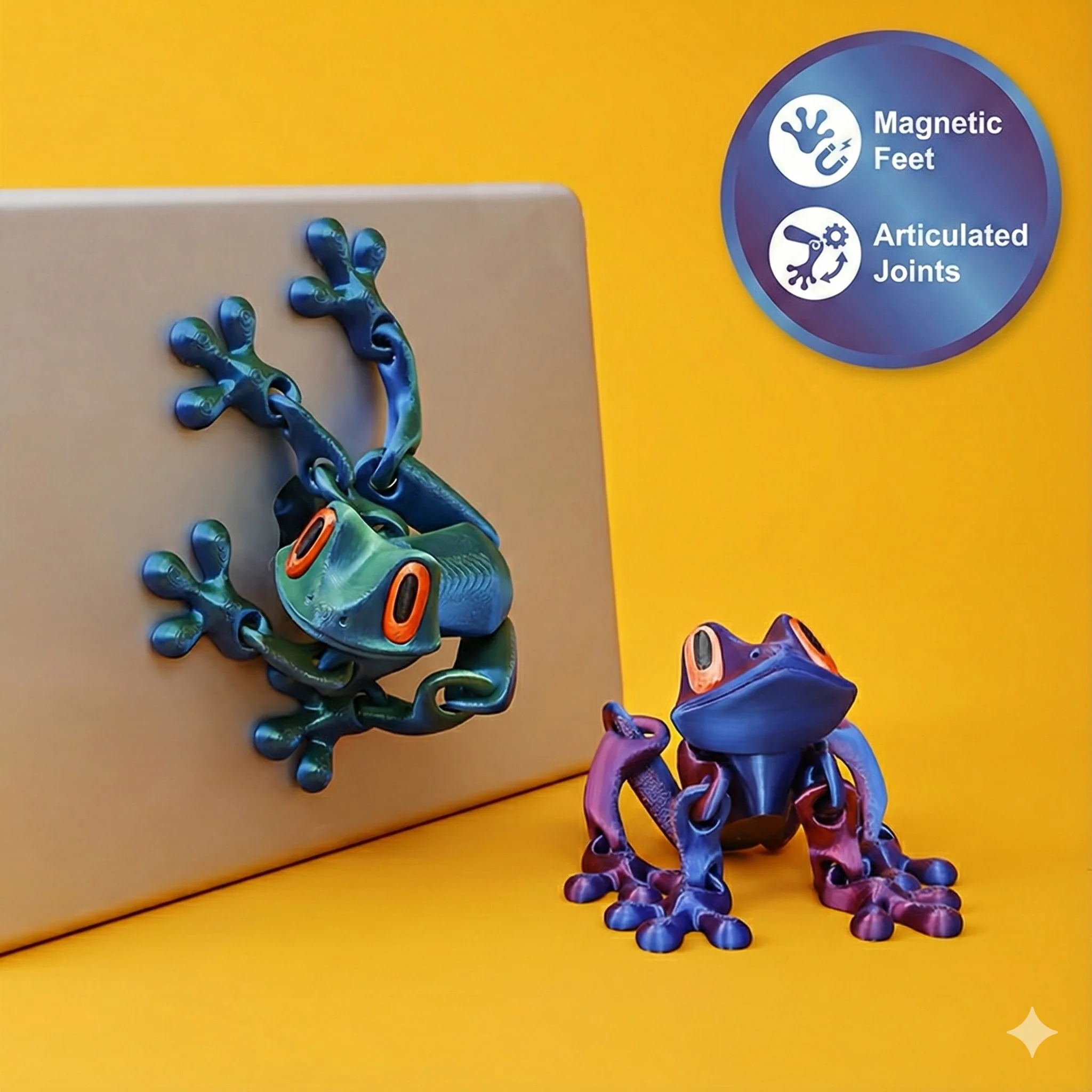 3D Printed Magnetic Articulated Frog Fidget Toy Cute Flexi Animal Model Fridge Magnet Stress Relief Sensory Gift Desktop Decor photo 1