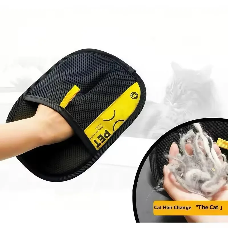 Pet Cats Hair Remover Gloves Electrostatic For Dogs Reusable Washable Grooming Glove With 2-In-1 Lint Roller Brush photo 6