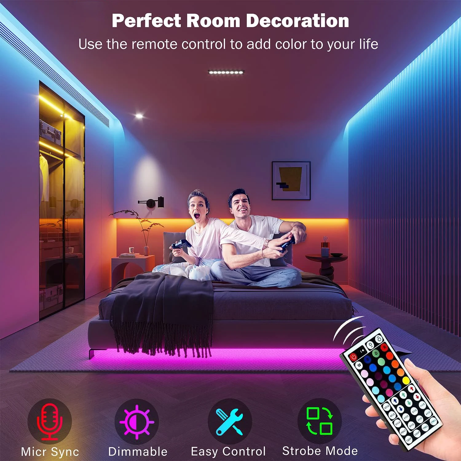 RGB Led Strip Lights 5m 10m 20m 30m Led Room Light with APP Control Flexible Ribbon Luces Led Tape for Room Bedroom Decoration photo 3