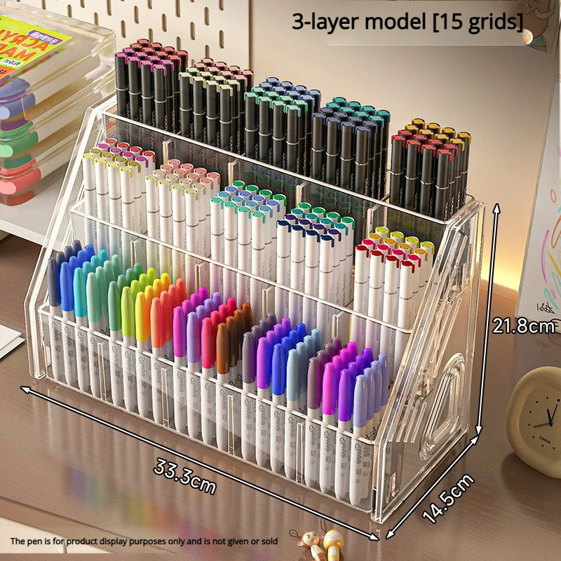 1pcs Large-Capacity Acrylic Desk Divider Watercolor Pencil Organizer Stationery Store Storage Rack Marker Pencil Holder photo 1