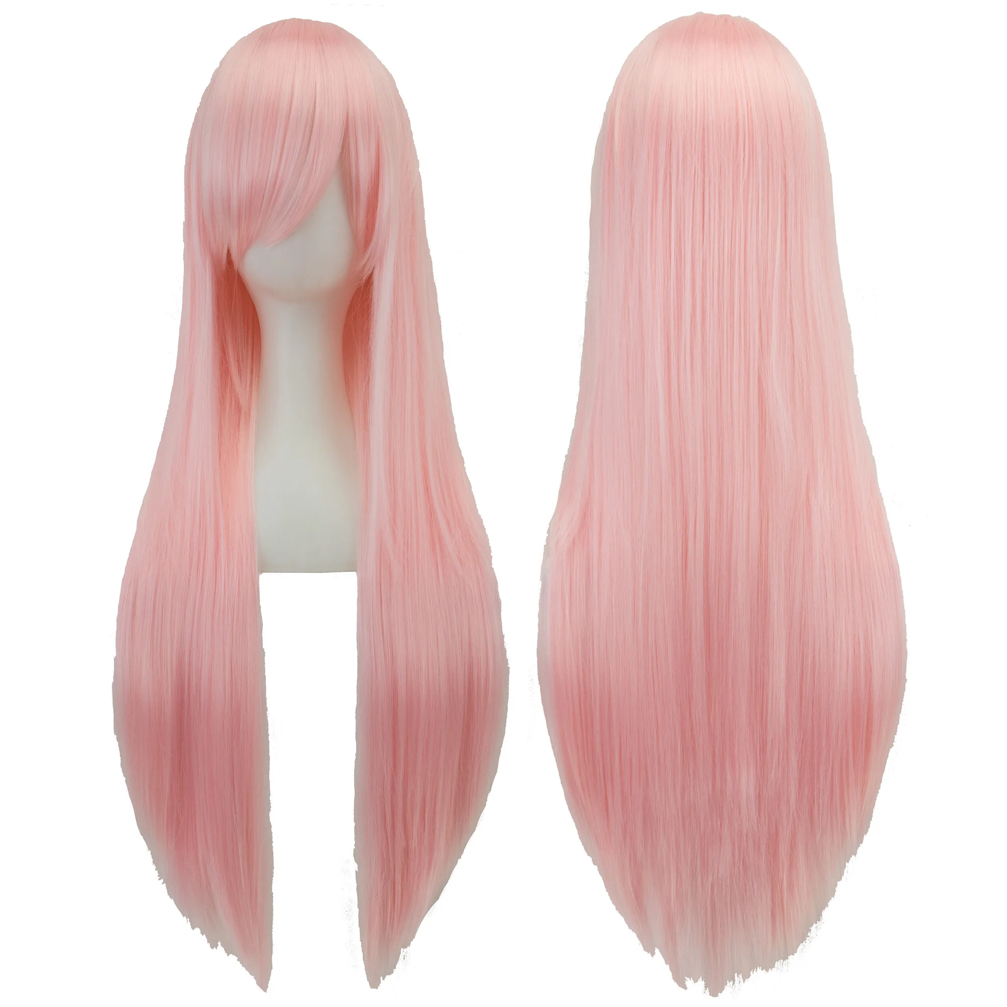 Synthetic Light Pink Long Wig for Anime Cosplay Megurine Luka Straight Momoi Satsuki Wig with Bangs photo 2