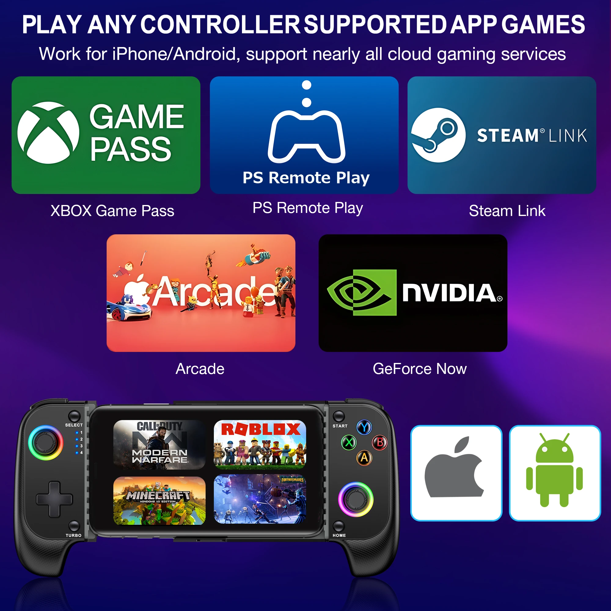 BEBONCOOL MC100 Gamepad Telescopic For Apple IOS Android PUBG COD Stretch Wireless Bluetooth Phone Game Controller Joystick photo 3