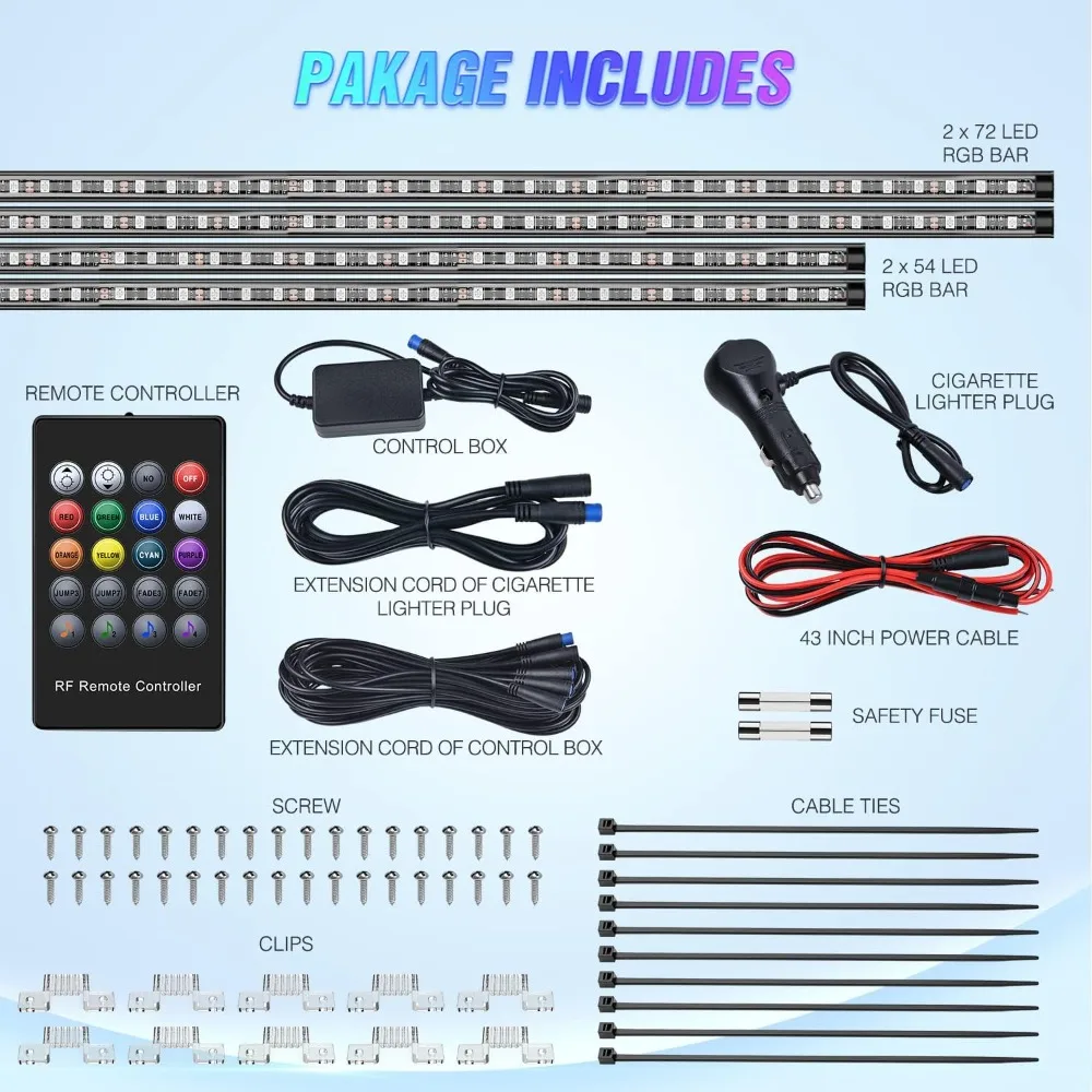 Car Underglow Neon Accent Strip Lights Atmosphere Lamp Neon Accent LED Light Strip App/Remote Control RGB Underbody Decorative photo 6