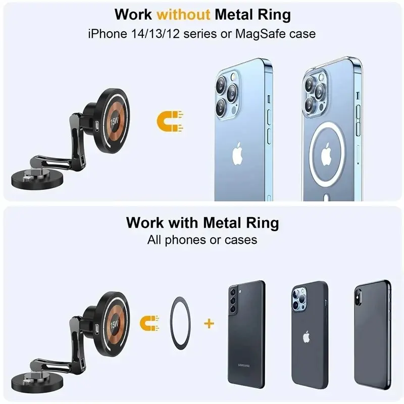 Magnetic Car Wireless Charger Stand Magnet Car Mount Fast Charging Station Phone Holder Bracket For Macsfae iPhone 15 14 13 12 photo 6