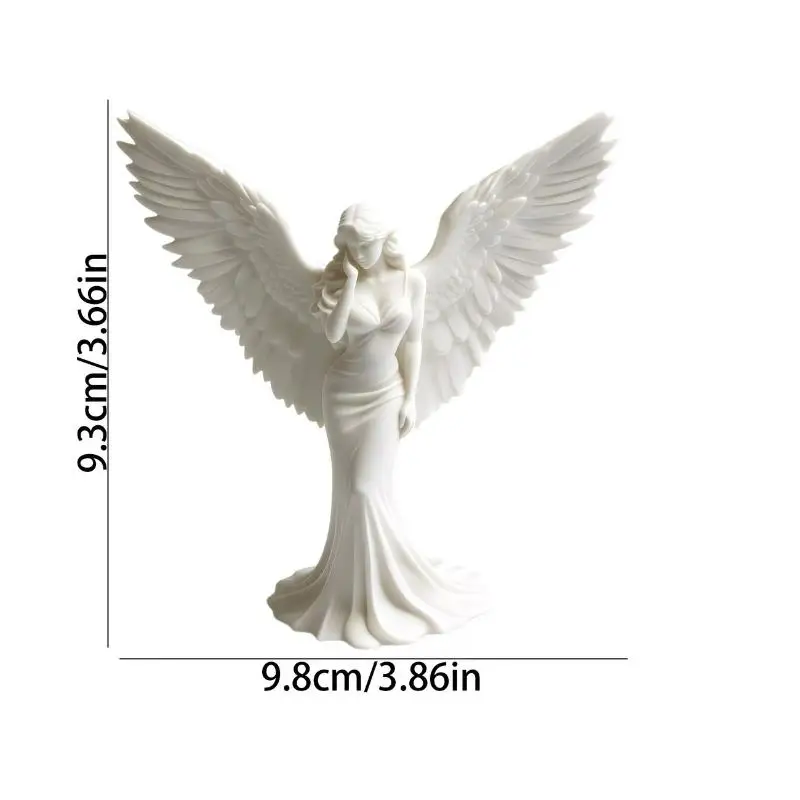 New#3D Printed Praying Angel Statue Guardian Angel Figurine White Gold Religious Sculpture For Home Altar Decor photo 6