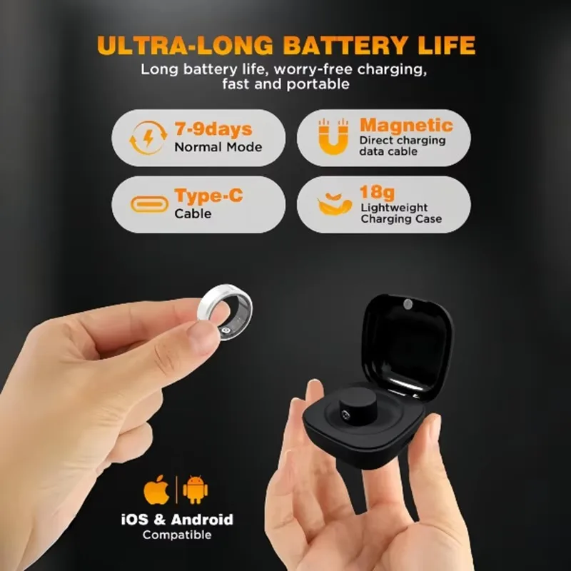 Casatelier White Ceramic Smart Ring SpO2 Heart Rate Sleep Tracker IP68 Waterproof Long Battery Couple Rings photo 4