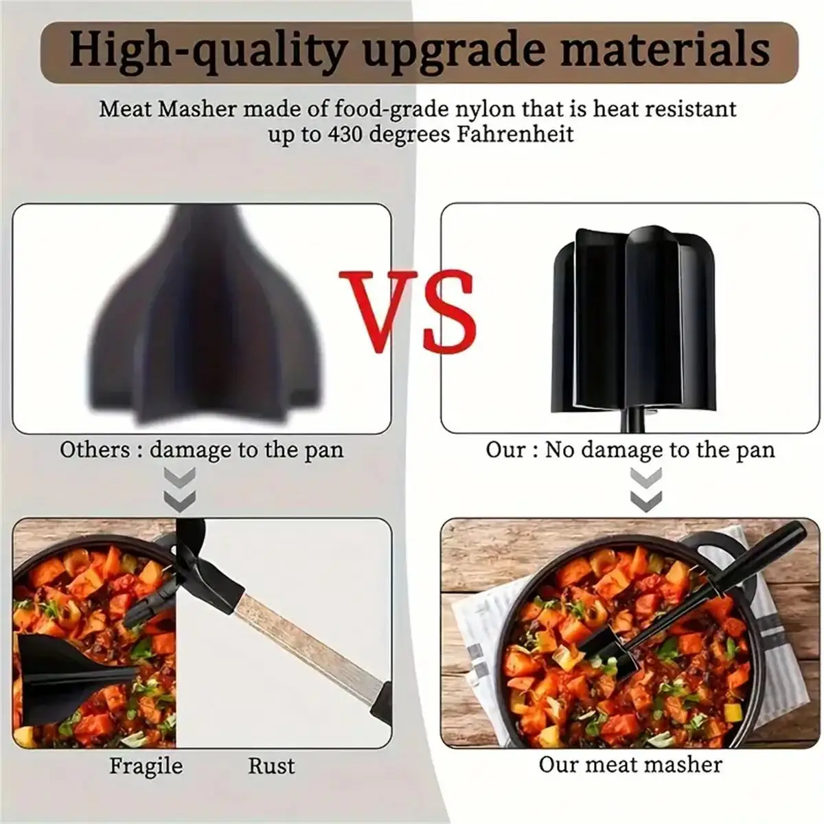 1pc Meat Chopper, Meat Shredder, Heat Resistant Suitable For Hamburger Meat Ground Beef Smasher photo 6