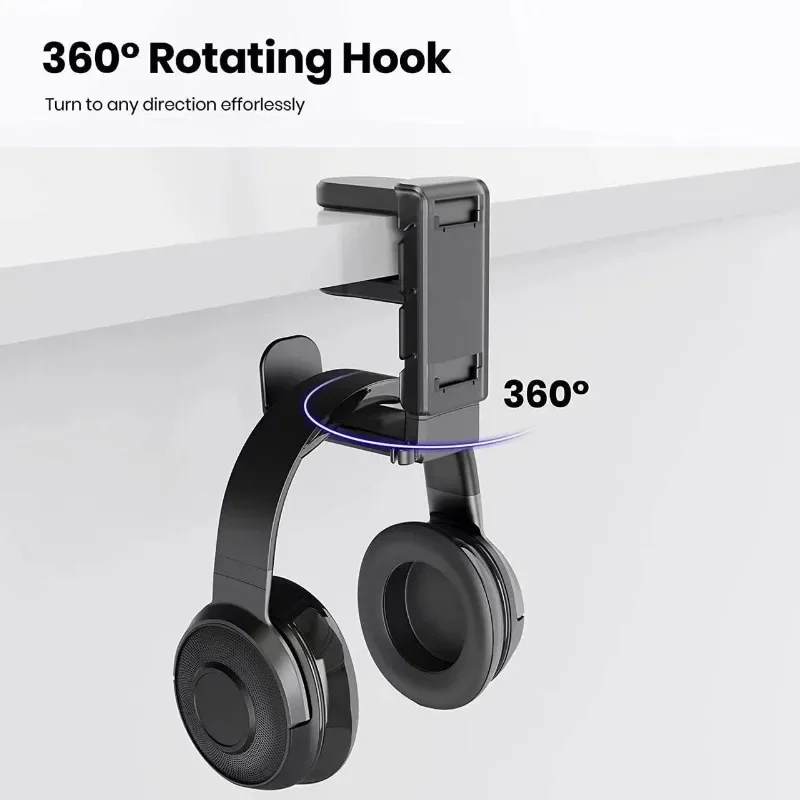 New 2In1 Gaming Headphone Stand Adjustable Desk Edge Hook Gamepad Headset Desk Hanger Rotation Headset Support Earphone Holder photo 3