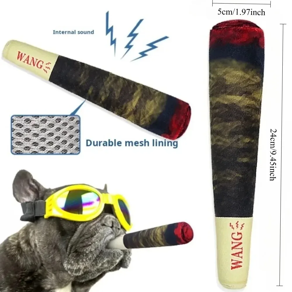 Dog Squeaky Toy Green Realistic Cigar Shaped Plush Pet Toy Interactive Chewing Entertainment Toy For Dogs Pet Play Supplies photo 2