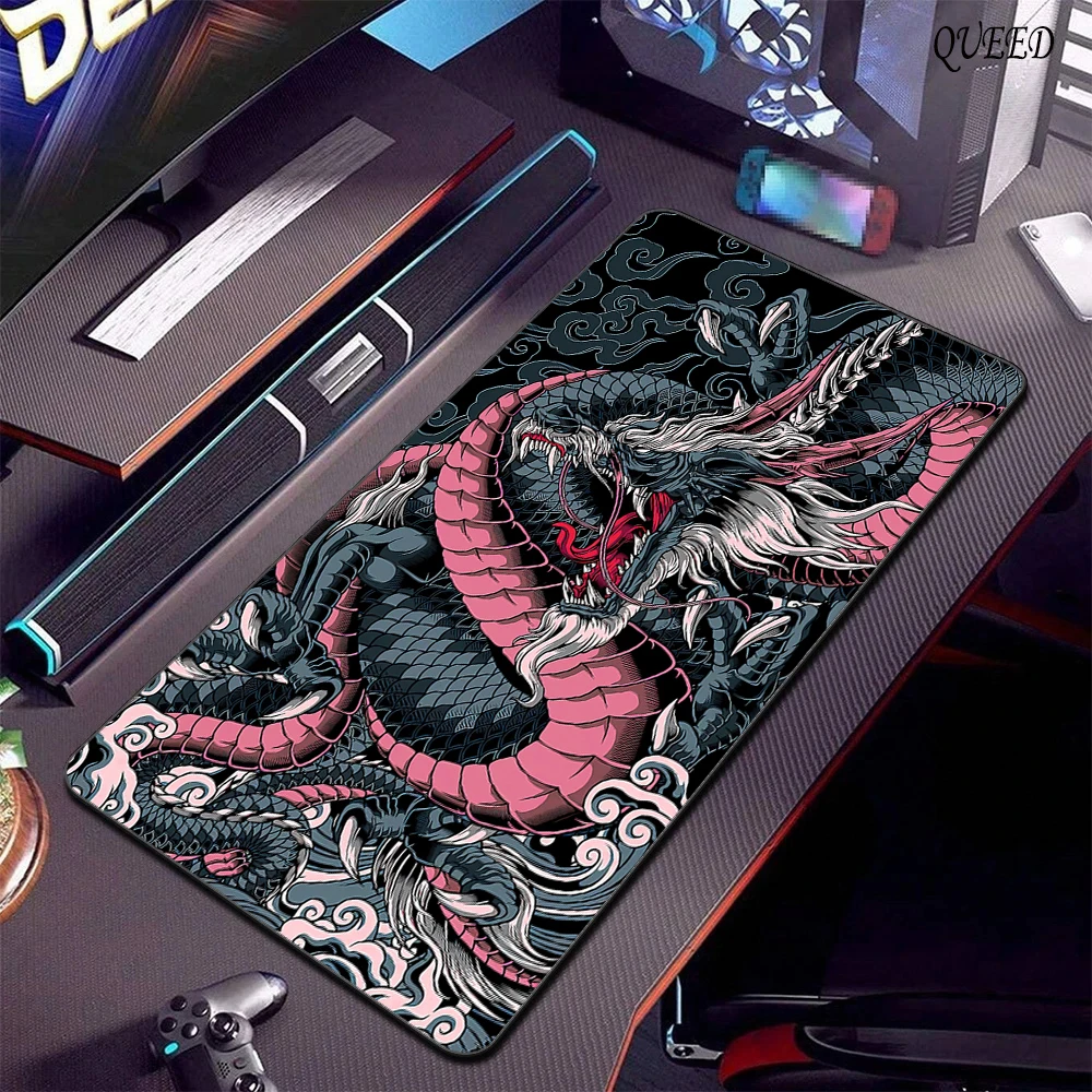 Black and White Dragon Large Mouse Mat Gaming Mousepad Big Rubber Base Mouse Pad Purple Deskpad Eyboard Mats Mousepads 400x900 photo 3