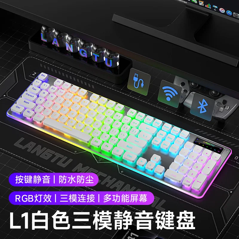 Key Silent Wireless Keyboard Full Size Mechanical Feel Low Noise Backlit Office Desktop Laptop Computer Work photo 6