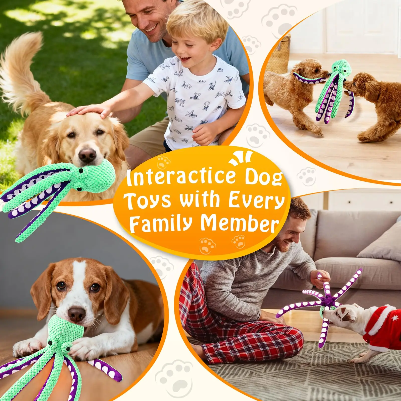 Squeaky Octopus Plush Dog Toy Indestructible Teething Chew Toy Interactive Sound Pet Stress Relief Boredom Toy for Dogs and Cats photo 2