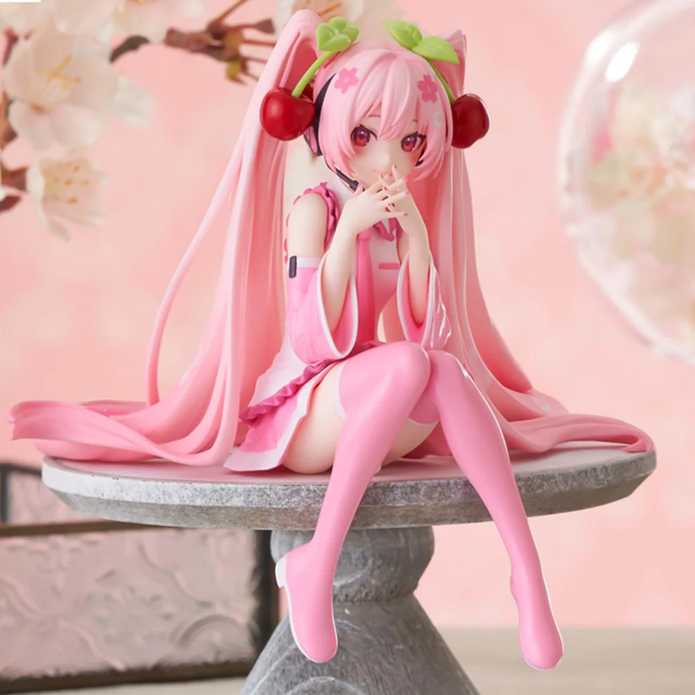 Hot Hatsune Miku Anime figure Pink dress model action figures toys Cherry pink PVC cherry blossom decoration collect Model gifts photo 2