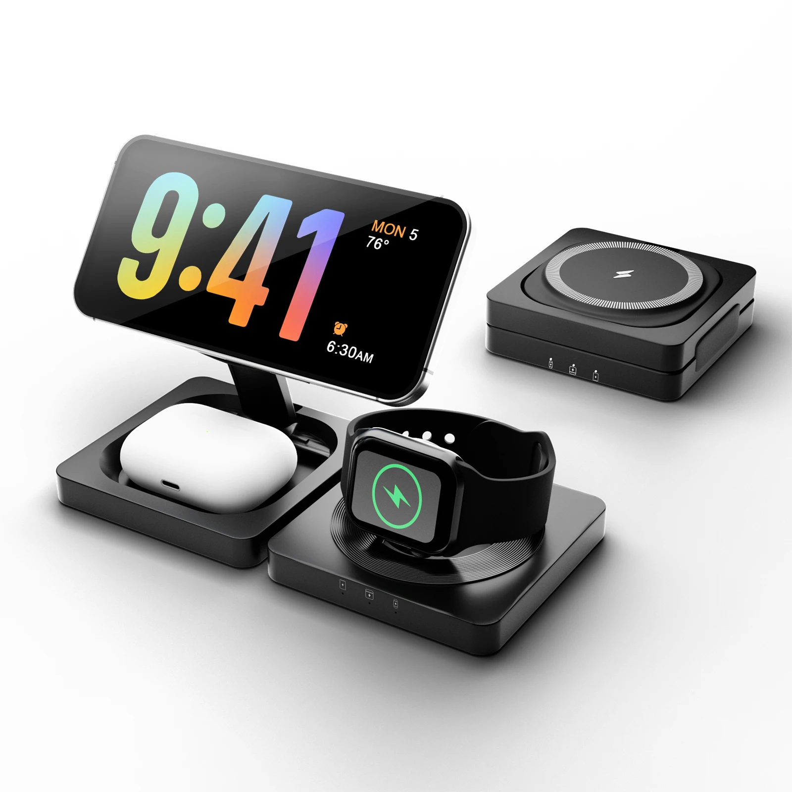 Magnetic Wireless Charger 3-in-1 Folding Fast Charging Station Foldable Travel for Magsafe  iPhone 17/16/15/14/13 Watch Airpods photo 1