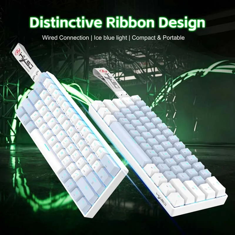 Mechanical Keyboard Compact Portable Keyboard 61 Keys Blue Axis Red Axis Ice Blue Lighting Type C Charging Wired Keyboard photo 3