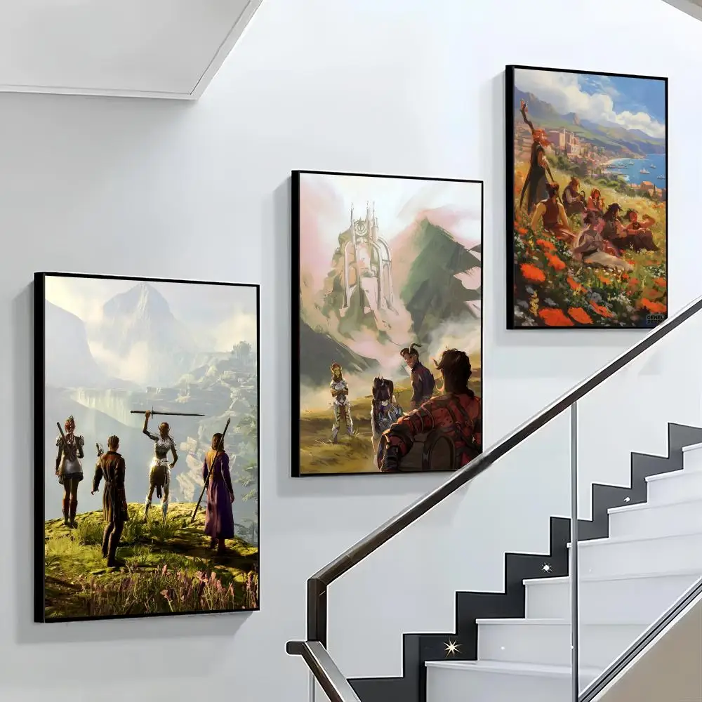 B-Baldurs Gate 3 Game Anime Painting Calligraphy Canvas Poster Wall Art for Living Room Bedroom Cafe Decor Gift photo 3