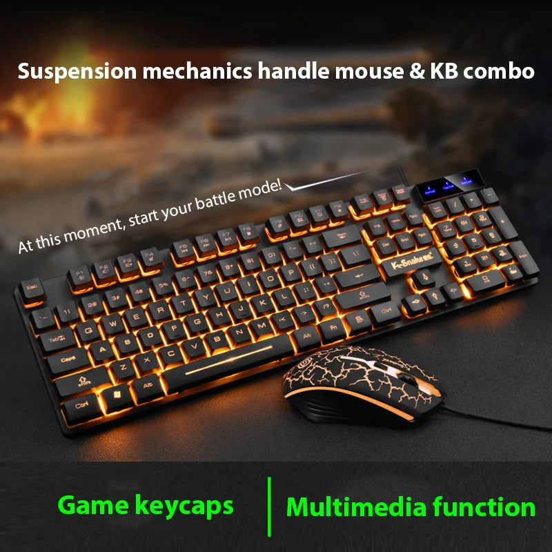 KM320 Keyboard And Mouse Set Waterproof Luminous Game Backlit Keyboard photo 1