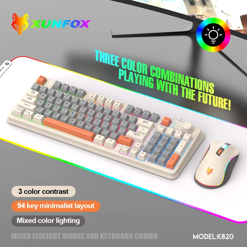 K820 USB Wired Game Keyboard Mouse Set Illuminated Desktop/Laptop Home Office Female Male Keyboard photo 1