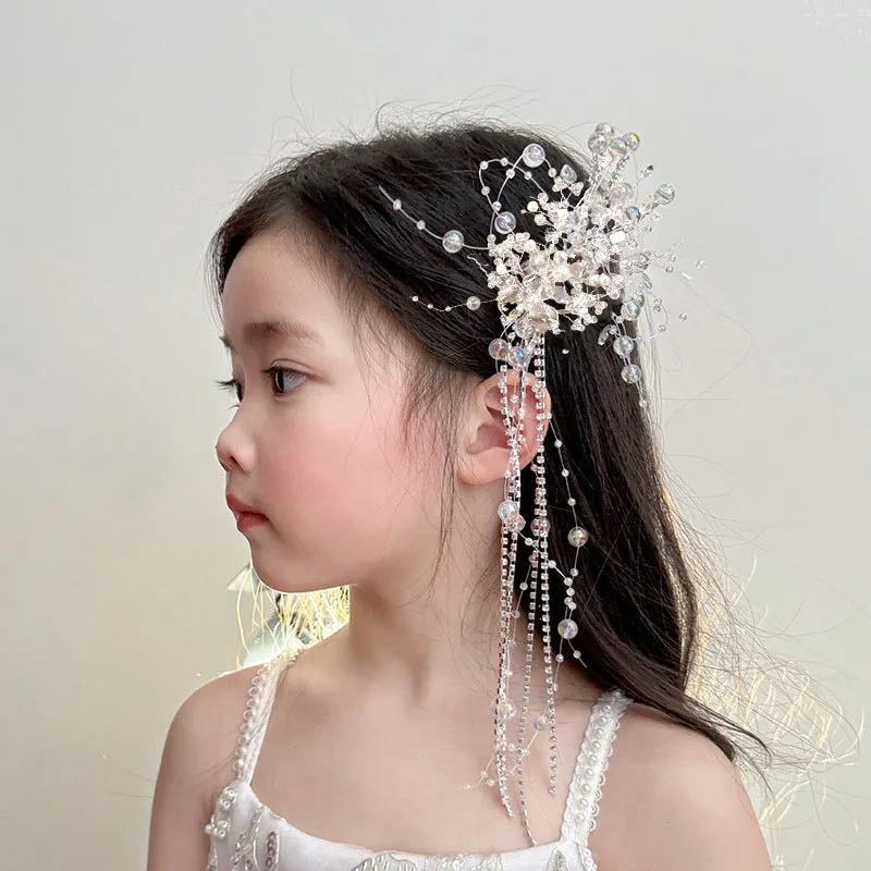 Long Fringe Rhinestones Hair Clips for Women Fairy Temperament Sweet Princess Hairpins Fashion Bride Hair Accessories photo 2