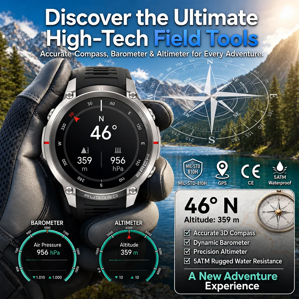 2026 Military Satellite Offline Map GPS Smart Watch Men 1.43''AMOLED Bluetooth Call Compass 5ATM Waterproof 170+Sport Smartwatch photo 5