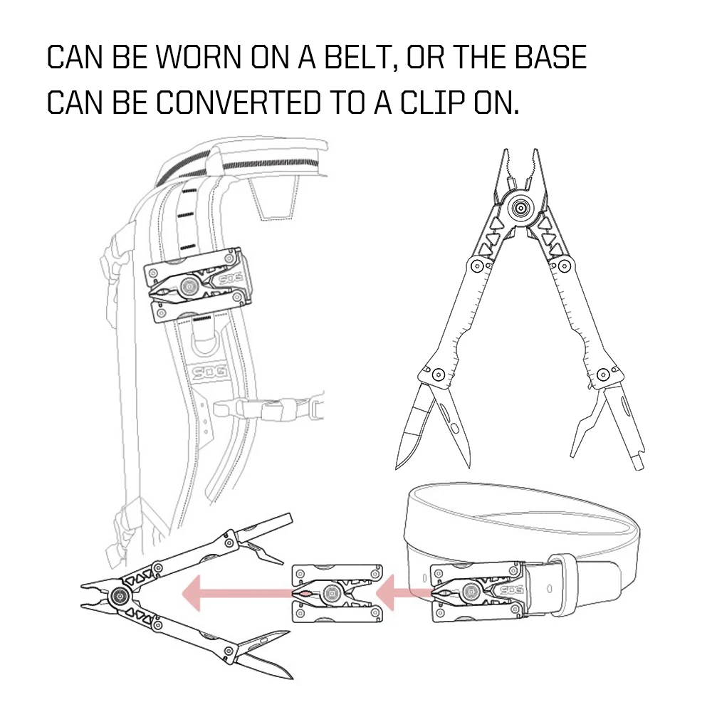 SOG 11 Tools Sync L Multi-tool Belt Buckle Mini Folding Pliers Pocket EDC Tools Kit with Knife Outdoor Survival Gadgets For Men photo 3