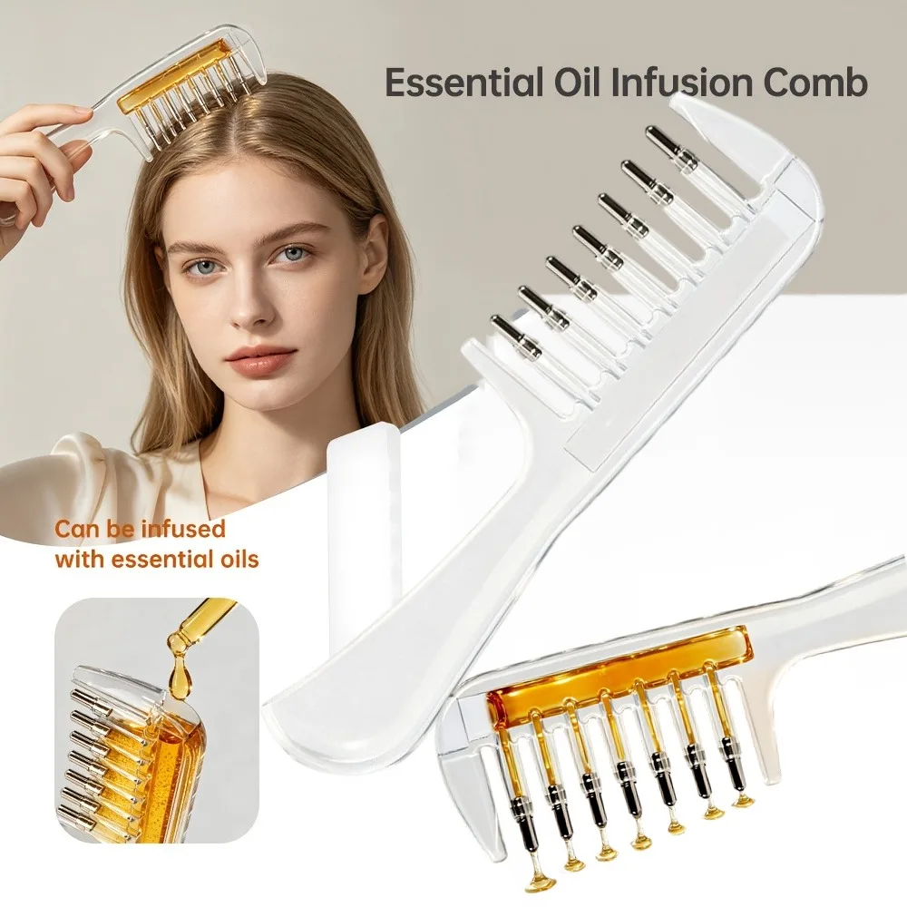 Portable Transparent Hair Root Comb Liquid Guide Applicator Scalp Massage Comb Hair Oil Serum Brush Anti-Leak Hair Care Tool photo 1