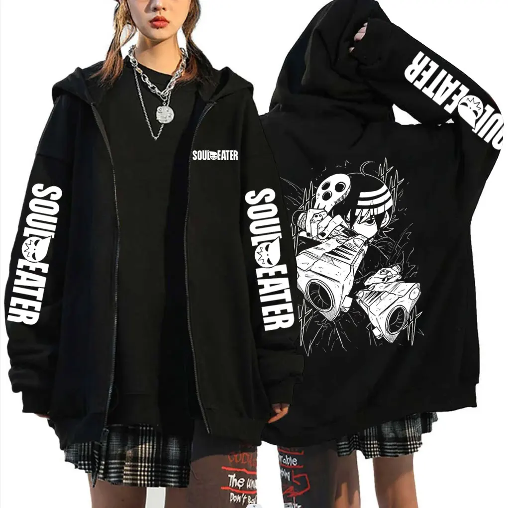 Anime Soul Eater Death The Kid Graphic Zipper Hoodie Men Women Clothing Manga Fashion Streetwear Male Casual Zip Up Jacket Coat photo 2
