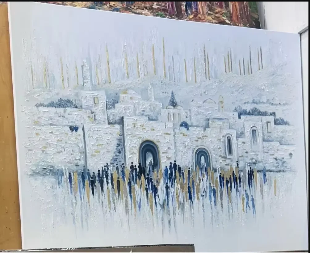 Custom Hand Painted Oil Paintings From Your Photos High Quality Old City In Jerusalem Western Wall Mural Pictures For Home Decor photo 3
