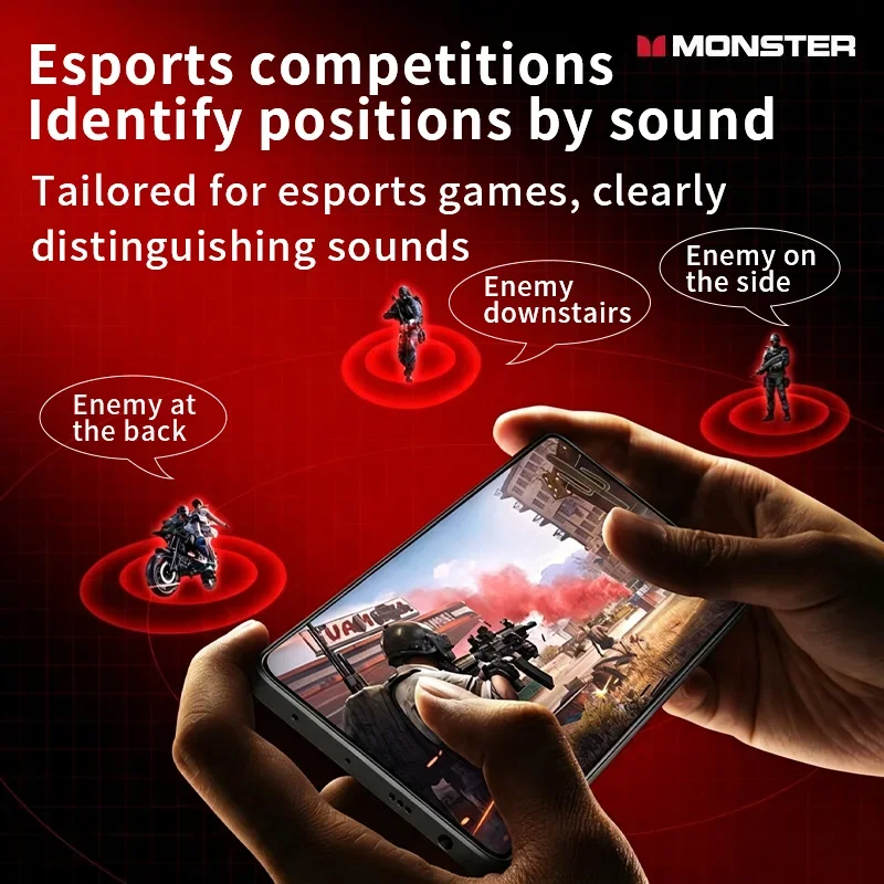 MONSTER Q15 gaming headset low latency Half-enclosure wireless earphone long battery life surround sound effect Breathing light photo 4