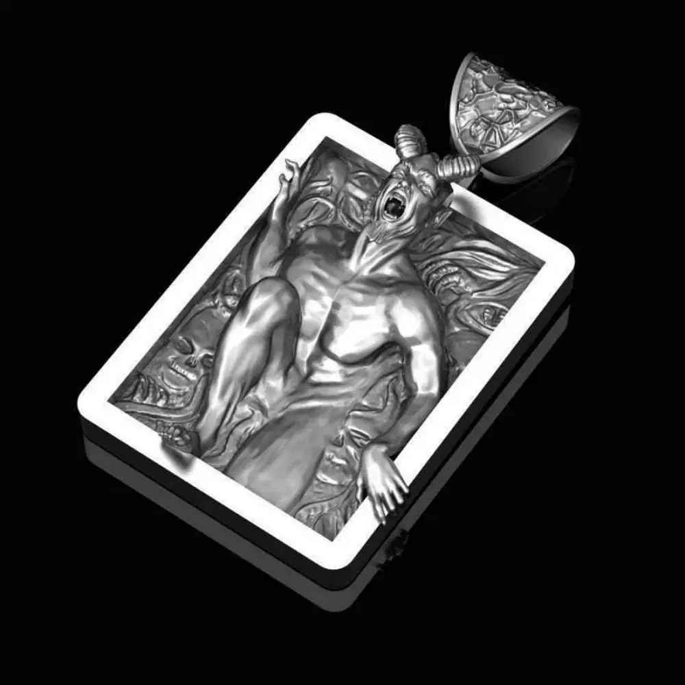 Hip Hop Fashion Stainless Steel Necklace Personality Punk Retro Demon Skull Pendant Necklace For Trendy Men Women photo 5