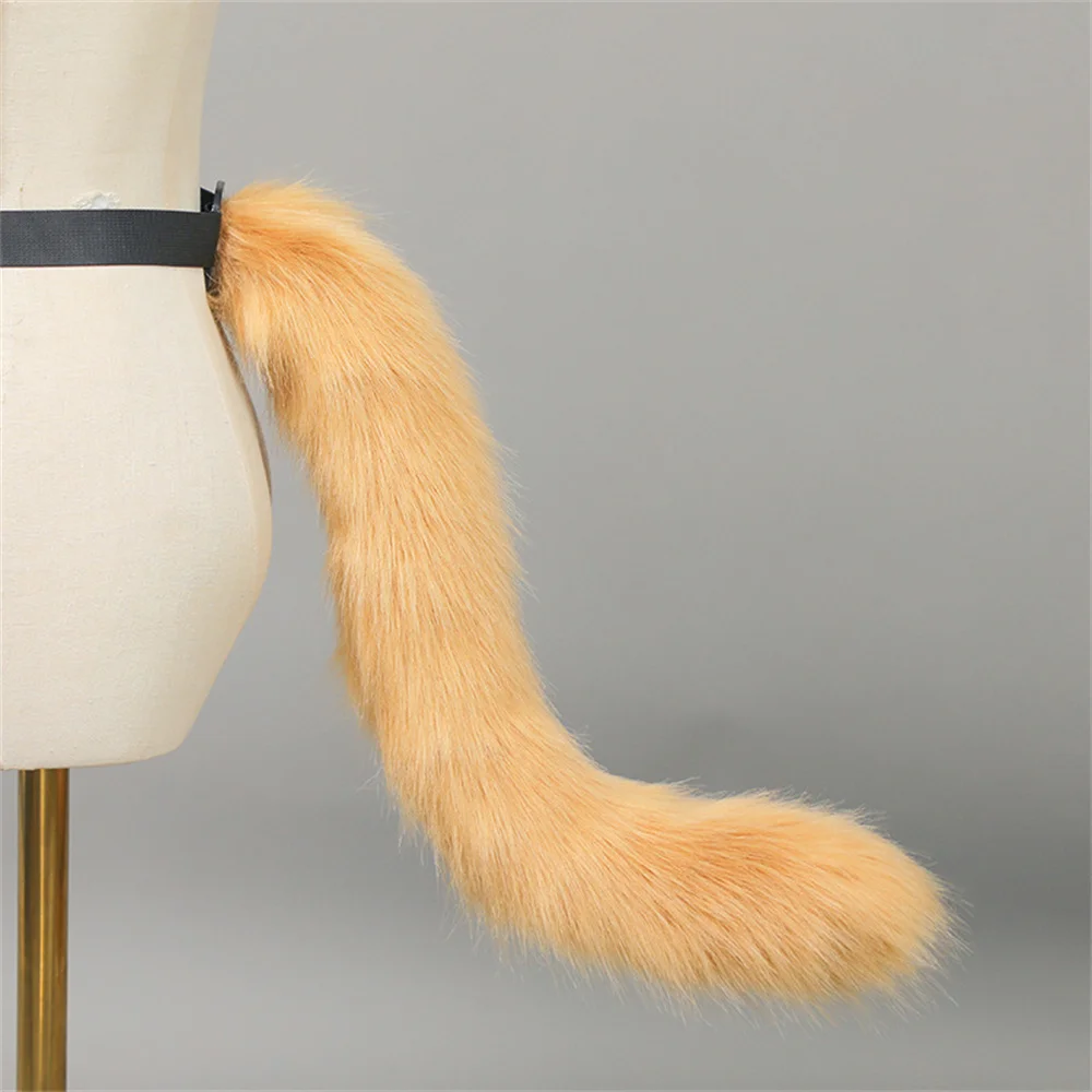 14 Colors Handmade Cat Tail with Adjustable Belt Plush Furry Tail Anime Convention Cosplay Prop Halloween Costume Accessories photo 3
