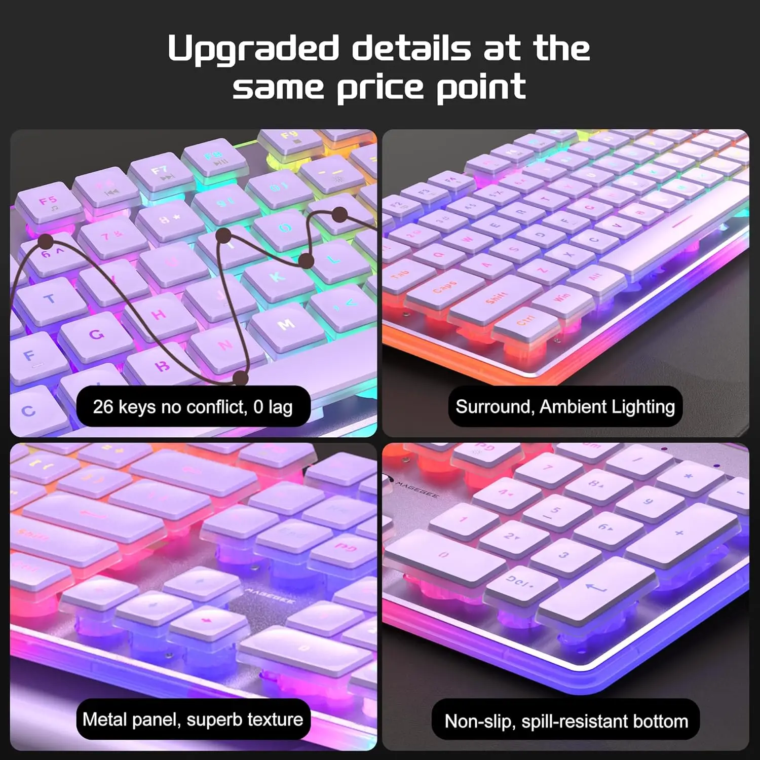 MageGee Gaming Keyboard and Mouse 104 Keys RGB 6 Speed Mouse Combo Pudding Keycaps Silent Computer Keyboard PC Laptop Mac Office photo 4