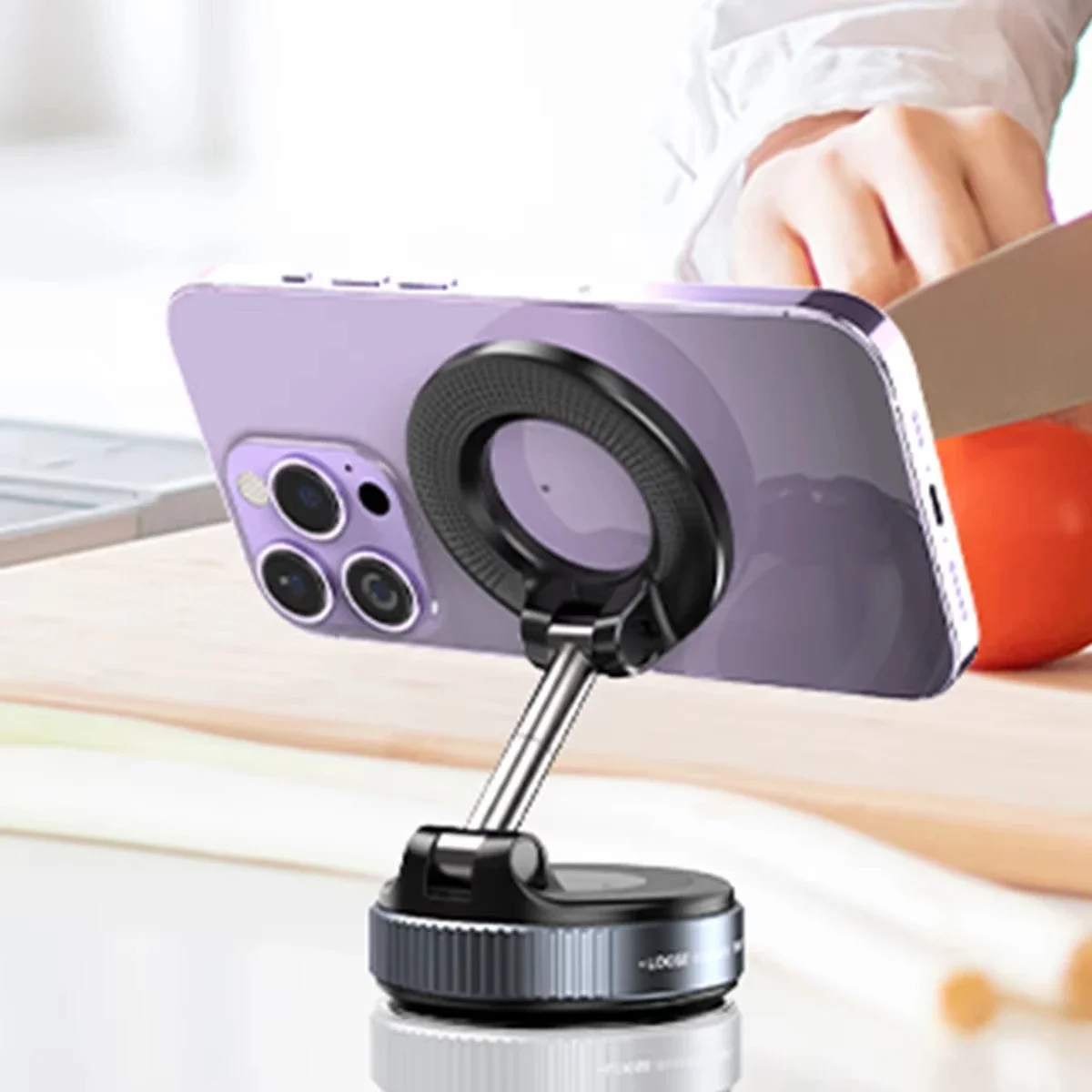 Car Phone Magnetic Stand Mechanical Vacuum Suction Cup Rotate 360° Magnetic Adsorption Bracket Navigation Universal Holder photo 2