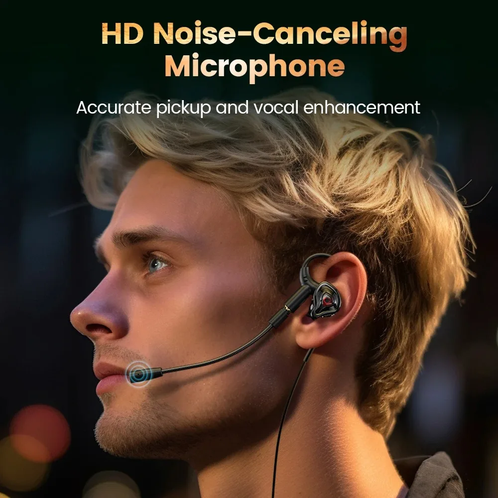 EARDECO Gaming Earbuds HD Mic Wired Headphones Bass HIFI Wired Earphone Headphone Headset Earhook Auriculares Noise Reduction photo 3