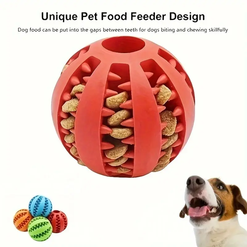 Dog Toy Ball, Nontoxic Bite Resistant Toy Ball for Pet Dogs Puppy Cat, Dog Pet Food Treat Feeder Chew Tooth Cleaning Ball photo 1