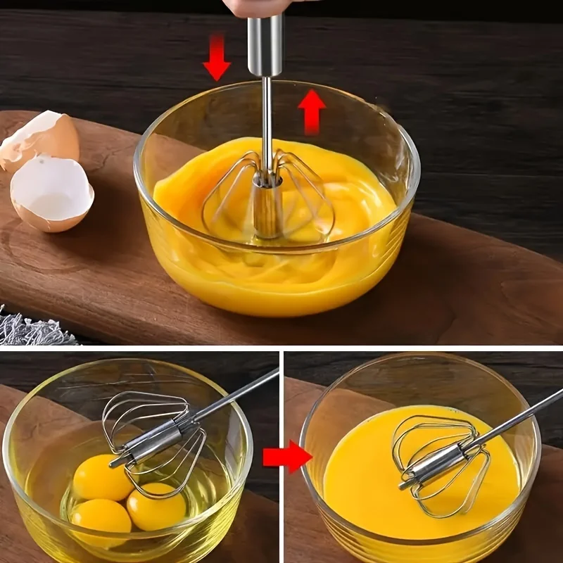 Stainless Steel Egg Beater Durable Semi-Automatic Mixer for Effortless Egg Cream Mixing Stirring and Beating for Kitchen Baking photo 3