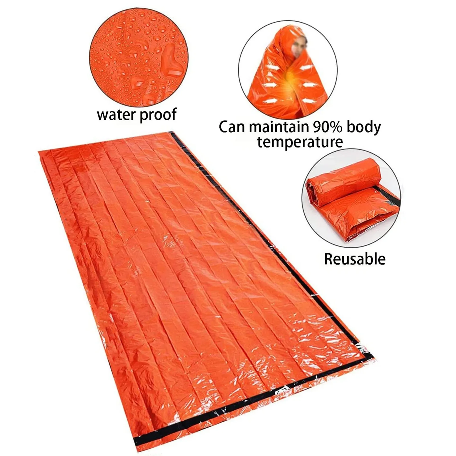 Portable Waterproof Emergency Survival Sleeping Bag Outdoor Edc Camping Gear Thermal Sack First Aid Rescue Kit Mylar Blanket photo 3
