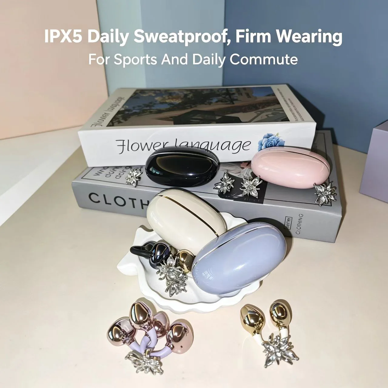 Universal Open Hook Bluetooth Headphones HD Noise Reduction Call Wireless Earphones , Come with Extra Crystal Diamond Butterfly photo 6