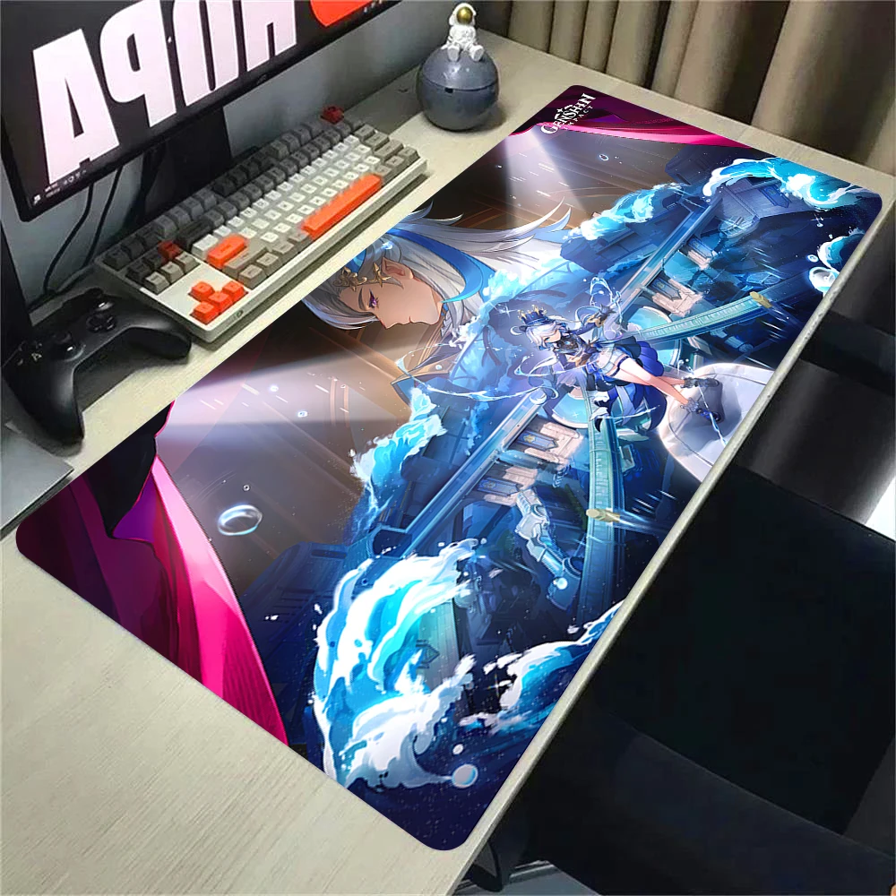 Genshin Impact Furina Anime Game Mousepad Office PC Kawaii Gaming Accessories Keyboard Mouse Pad Laptop 90x40cm Mouse Mat Carpet photo 4
