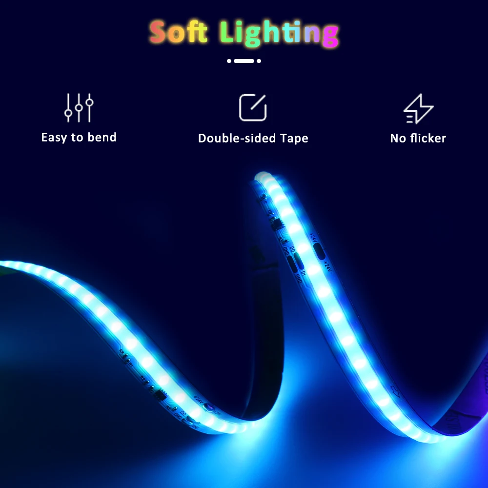 WS2811 COB RGBIC LED Strip DC24V 5M 10M 20M 30M RGB IC Horse Running Water Flowing Lights Tape Diode Ribbon Room Decoration Lamp photo 6