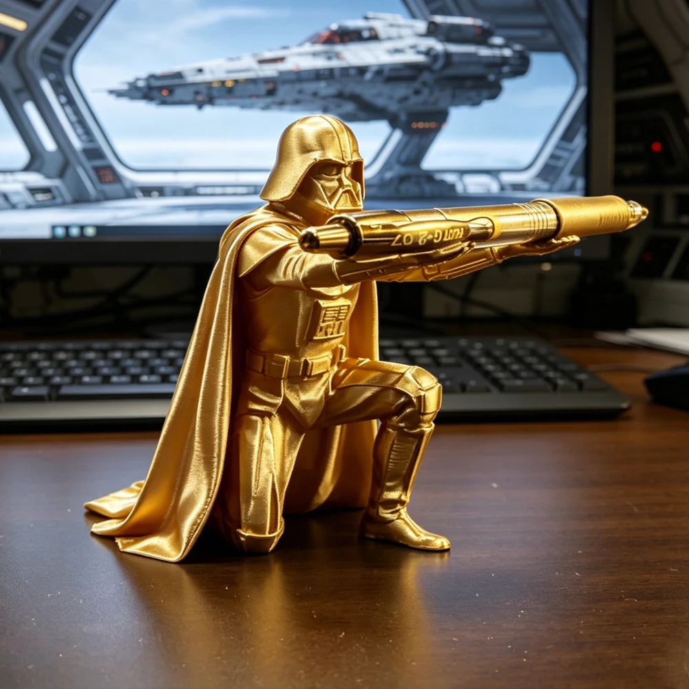 Creative Black Warrior Pen Holder Kneeling Commander Pencil Stand 3D Printed Space Warrior Desk Organizer Stationery Ornament photo 4