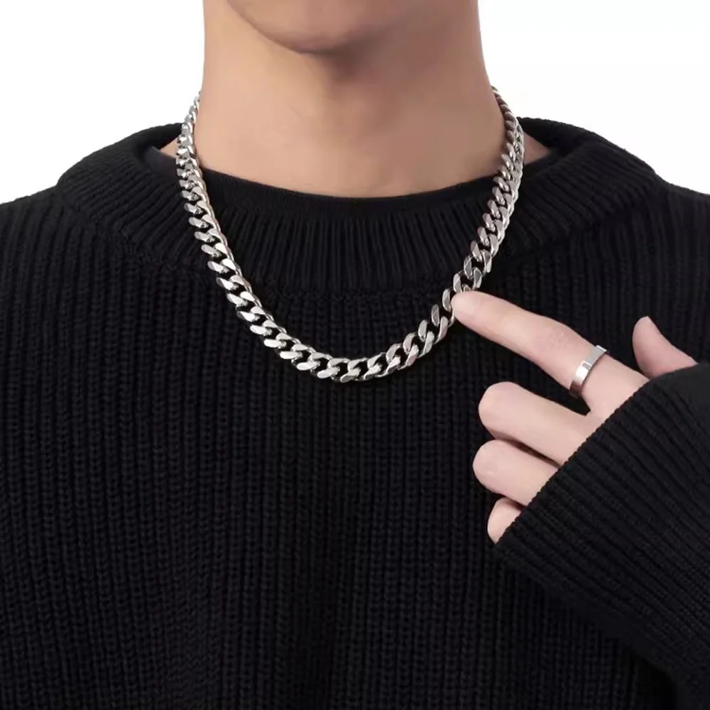 3/5/7mm Stainless Steel Cuban Link Chain Classic Punk Personality Jewelry Simple Fashion Hip-hop Couple Necklace for Men Women photo 1