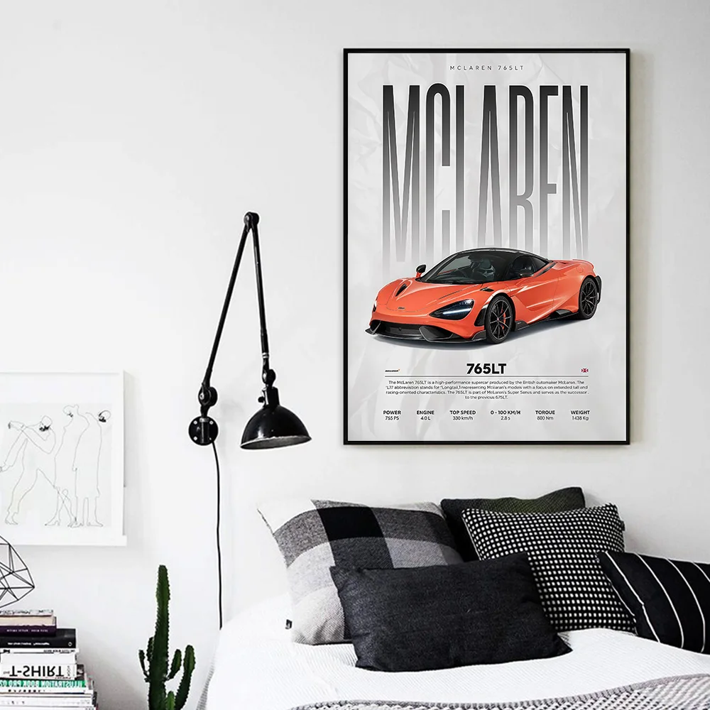 Modern Famous Cars W16 750S Canvas Painting Wall Art Fashion Luxury Sports Car Poster Prints For Living Room Home Decor Gift photo 4